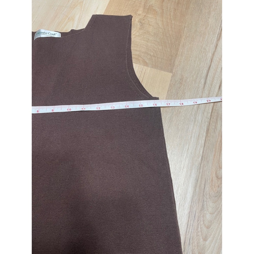 Coldwater Creek Brown Silk Cotton Knit Shell Sleeveless Sweater Top Large - Picture 6 of 8